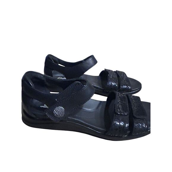 Clarks 26159103 Kylyn Strap Leather Black Dual Strappy Sandals Size 8.5 - Picture 11 of 12